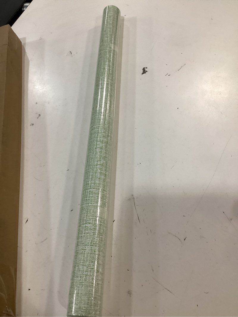 Condition photo showing New/Like New for wadile grasscloth peel and stick wallpaper 23.6in x 118in, textured contact paper for cabinets, faux linen wall paper pull and stick, fabric vinyl wallpaper self adhesive dark green 23.6\" x 118\" dark green