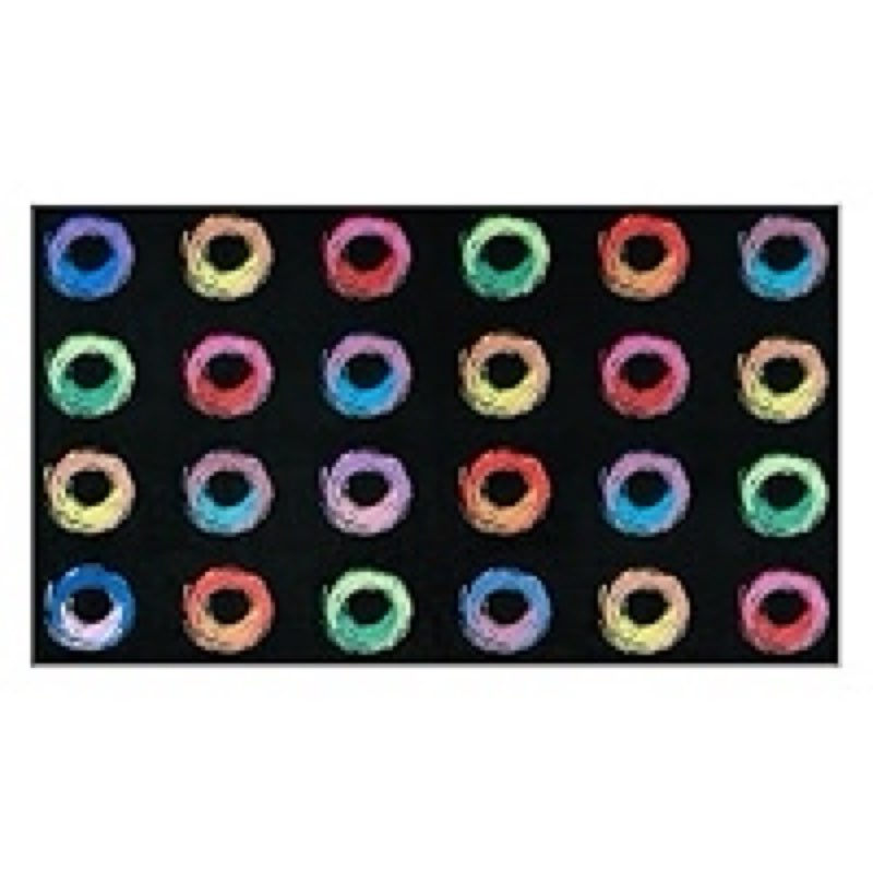 STARUIA Large Carpet Classroom Rug Educational Area Rug for Kids Room, 7.5x13 Abstract Black Rugs with White Handpainted Circles, Stain-Resistant High-Traffic Kids Rugs for Playroom Elementary 7'6" x 13' Black & White