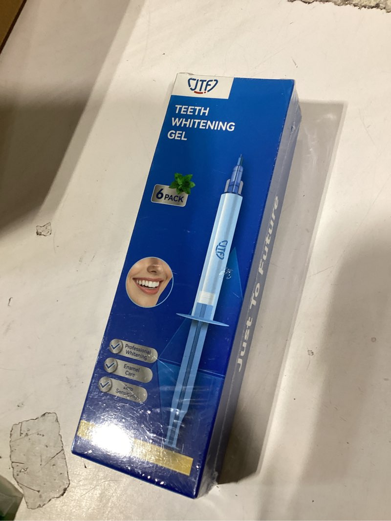 Condition photo showing New/Like New for jtf teeth whitening gel kit: 35% carbamide peroxide removes stains from coffee, wine & smoking, safe for sensitive teeth & gentle on enamel - with 5 whitening gels and 1 remineralization gel, mint