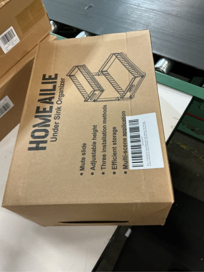 Condition photo showing New/Like New for Under Sink Organizer, 2 Packs Under Sink Organizers and Storage, Slide Out Pull Out Cabinet Organizer Shelf with Metal Drawers for Kitchen Bathroom Pantry, White Single Layer – 2 Pack White