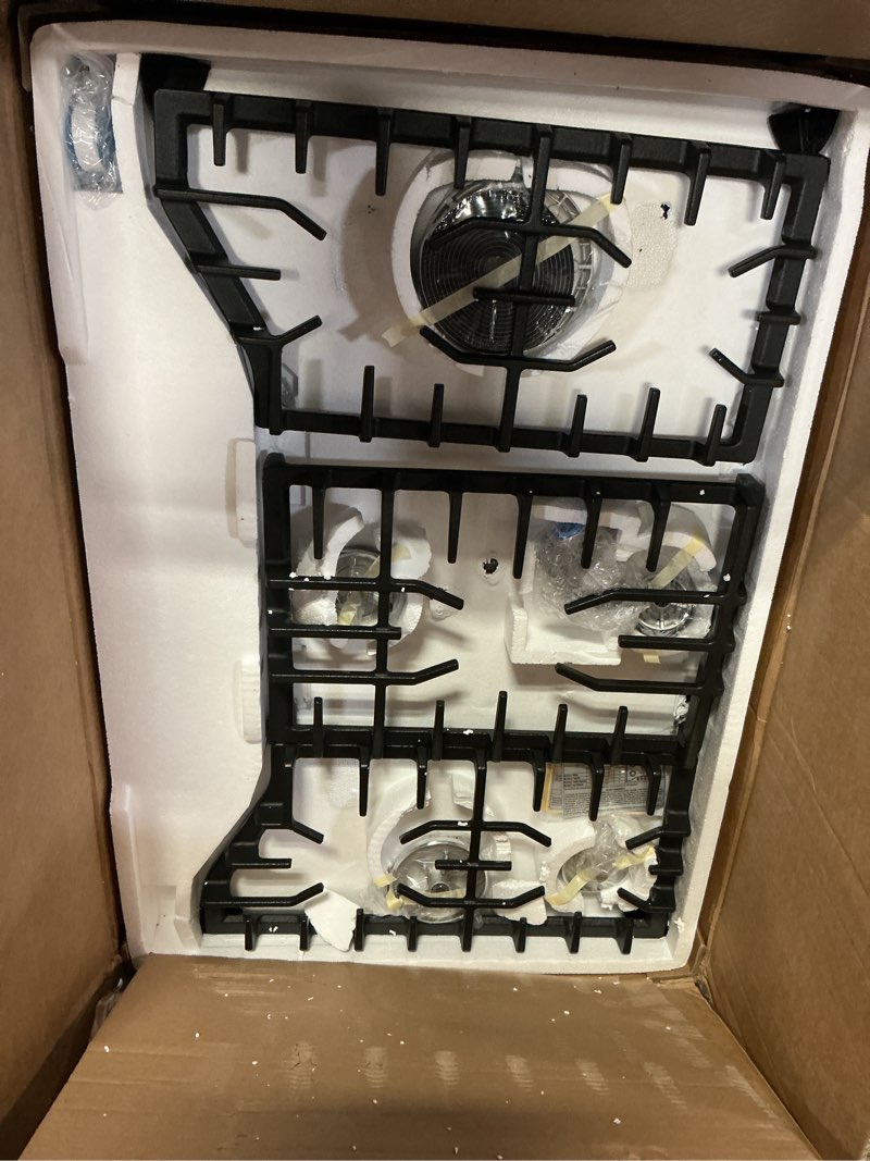 Condition photo showing Good Condition for gasland 30 inch gas cooktop black, 5 burner propane stove top, built-in ng/lpg convertible gas cooktops, plug-in with thermocouple protection, black 30 in 5 burners