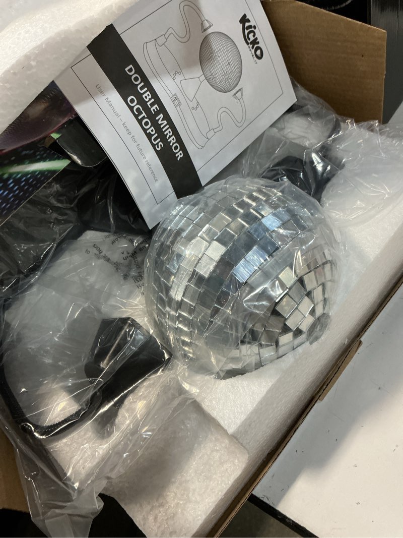Condition photo showing Good Condition for playbees rotating disco ball - led revolving disco ball with movable strobe lights for disco party decor, mirror lights party, mini lava lamp alternative, 30 second dance party