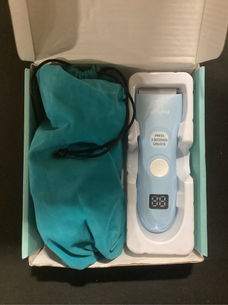 Condition photo showing Good Condition for baby hair clippers, professional quiet hair trimmer for kids and toddler, waterproof & rechargeable cordless hair cutting machine for children, with lcd display blue