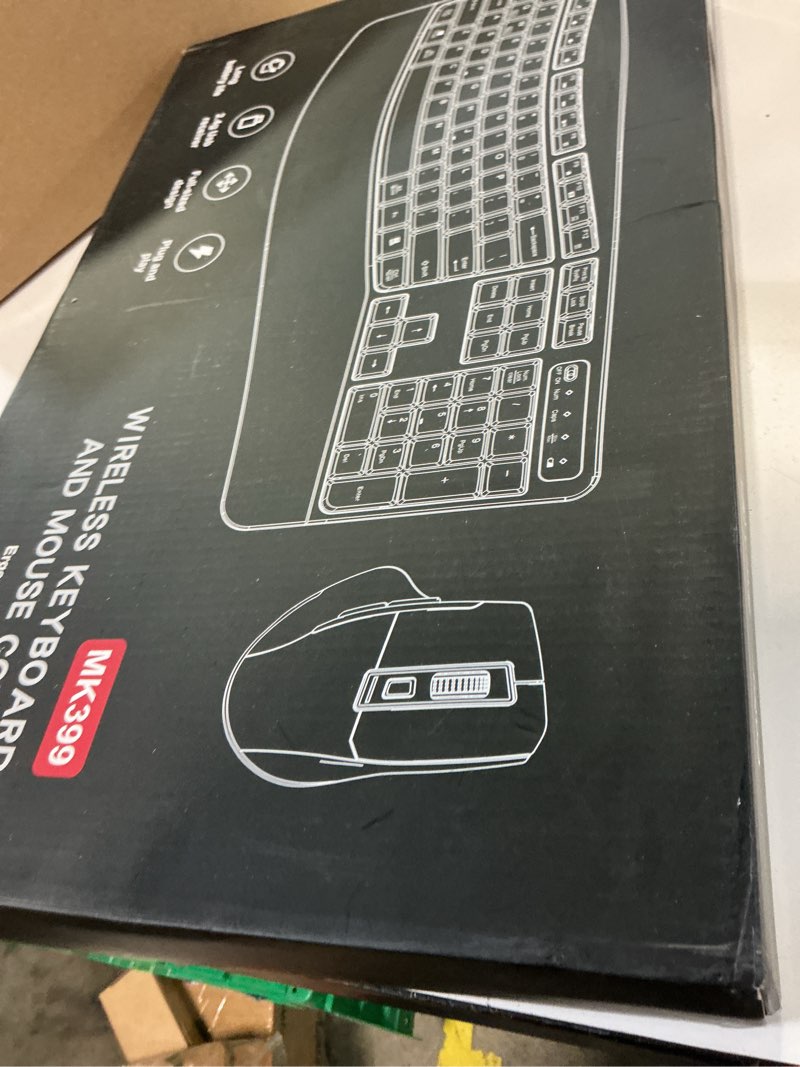 Condition photo showing New/Like New for wireless keyboard and mouse combo, 2.4g full size wave keys ergonomic keyboard with wrist rest and 3-level dpi adjustable wireless ergonomic mouse for windows, mac os desktop/laptop/pc(black)
