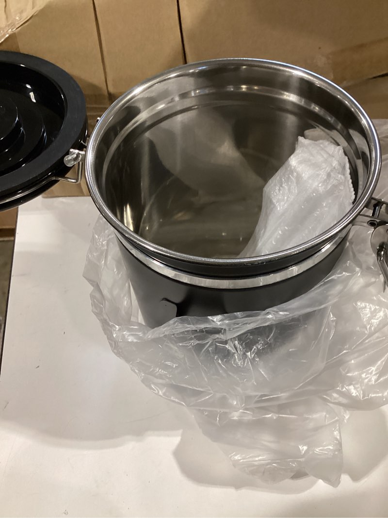 Condition photo showing Good Condition for ohtomber coffee canister storage container - 22oz stainless steel airtight coffee bean storage grounds container with date tracker & measuring scoop, kitchen food canister jar for cereal, sugar, tea black
