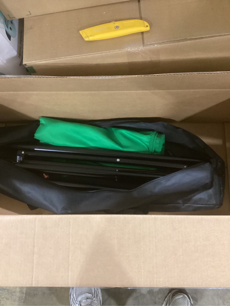 Condition photo showing As Is for EMART Green Screen Backdrop Kit with Reverse Folding Base, 5x6.5ft Photo Greenscreen Background with Portable T-Shape Stand and 6 Clamps for Photography, Photoshoot, Studio Video Recording, Streaming 5x7ft Green