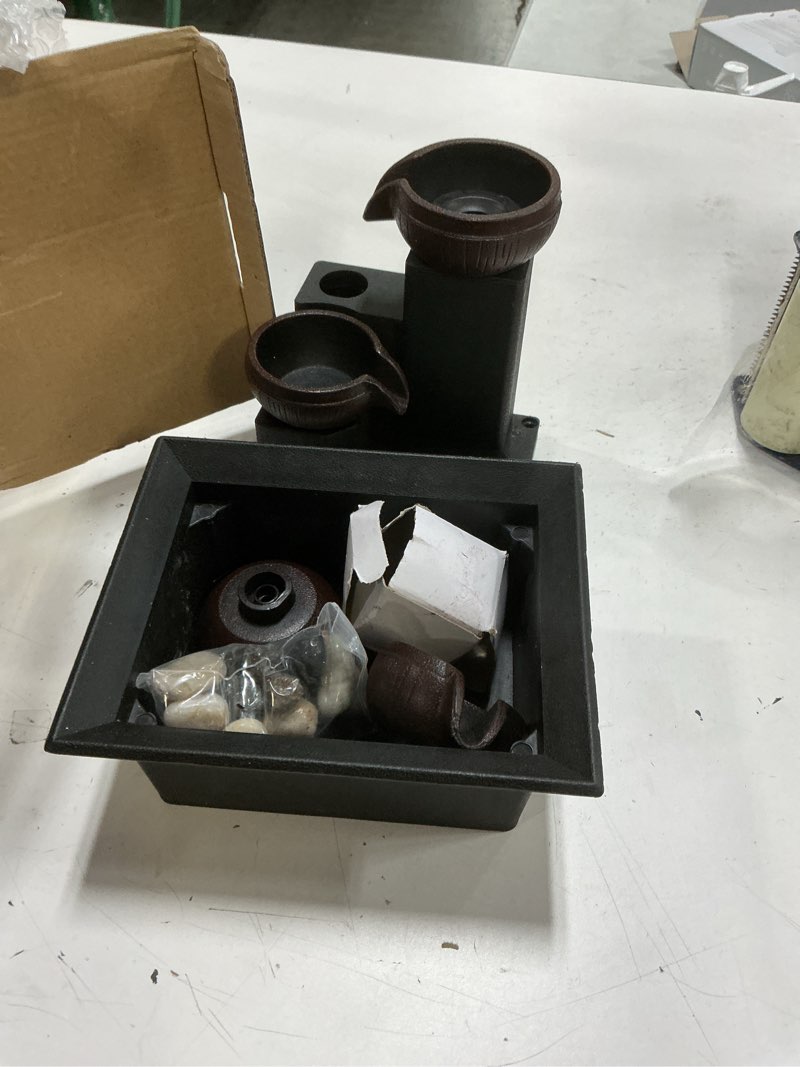 Condition photo showing Good Condition for tabletop fountain 4 level tabletop waterfall indoor meditation fountain office home relax desktop waterfall includes many natural river rocks led lights bubble ball great choice as festival gifts