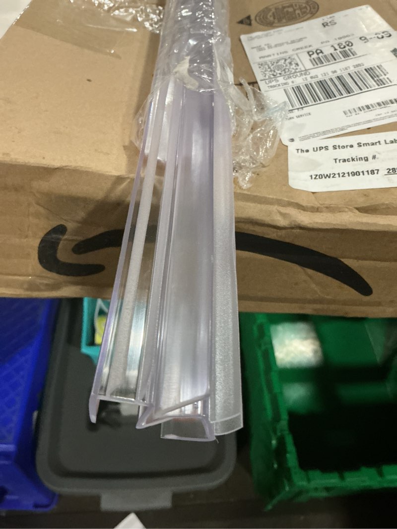 Condition photo showing Good Condition for 2-pack butecare frameless shower door bottom seal for glass doors – stop shower leaks and create a water barrier (1/2” x 39”) bottom sweep -1/2''