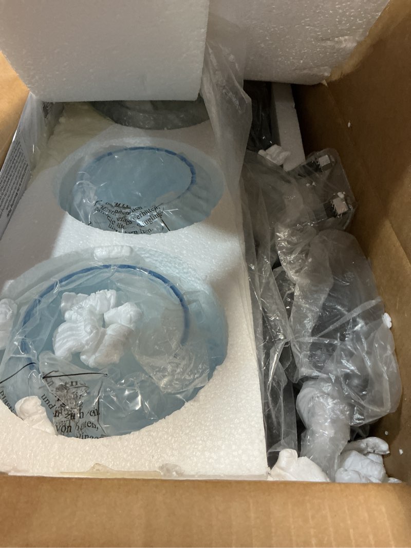 Condition photo showing Good Condition for melucee 15 inch 2 light bathroom wall lights with blue striped swirl glass shade, black bathroom lights over mirror vanity lighting fixtures wall lamp for bathroom, living room, hallway blue-black 2 lights