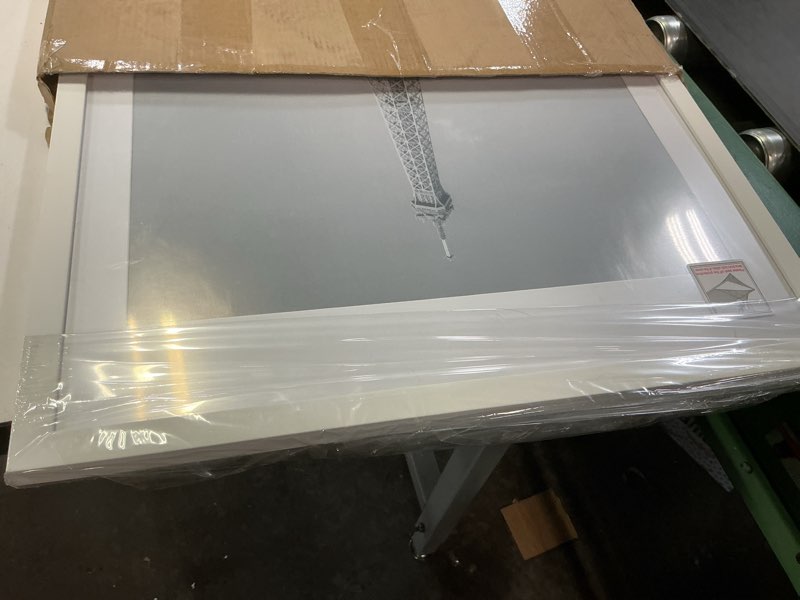 Condition photo showing As Is for upsimples 16x24 picture frame, display pictures 14x20 with mat or 16 x 24 without, wall hanging poster frames, white, 1 pack white 16x24