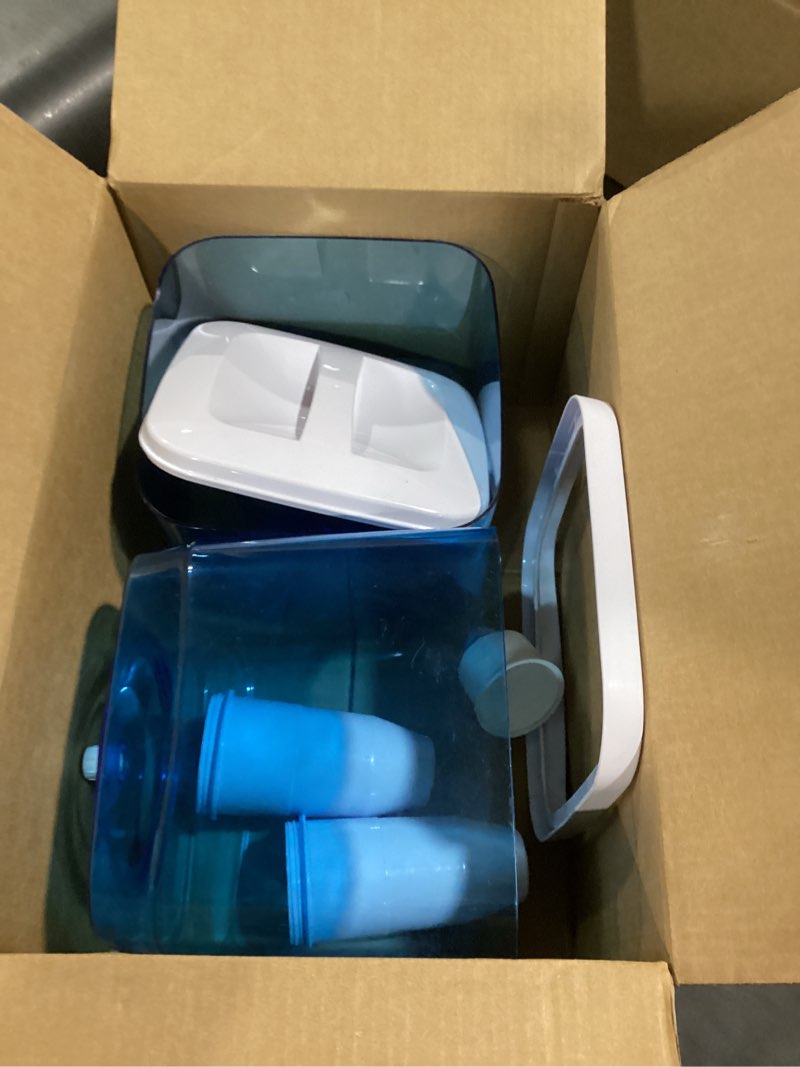 Condition photo showing As Is for zerowater zj-004s, refillable filtered water cooler jug, 5 gallon capacity, nsf certified to reduce lead, other heavy metals and pfoa/pfos, blue 5 gallon jug