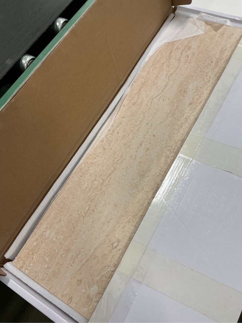 Condition photo showing Good Condition for 10-Sheet Beige Travertine Natural Clay Mosaic Tile, 12" x 24" Subway Flexible Stone Wall Tiles for Indoor & Outdoor, Covers 19 Sq. Ft. Beige 12" x 24" (10 Sheets)