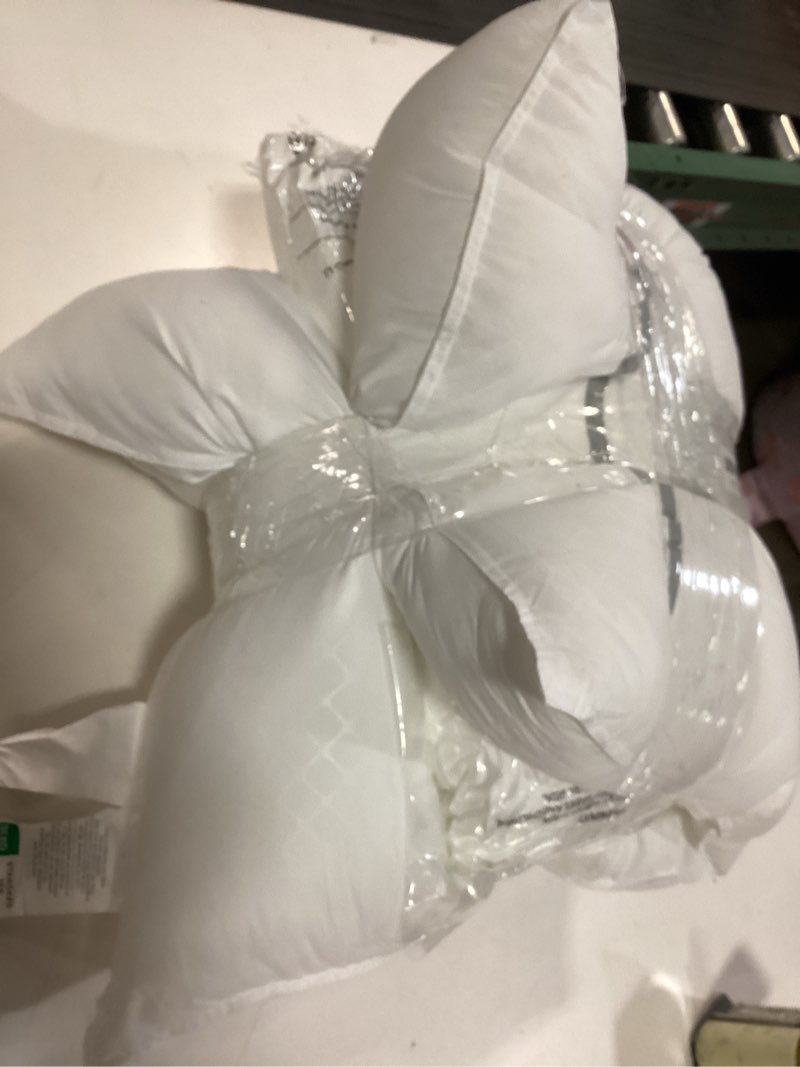 Condition photo showing Good Condition for Bedsure Hotel Pillows King Size, Set of 2 - Luxury Bed Pillows for Sleeping, Decoration Strip Diamond Design Cover, Fluffy Original Down Alternative Filling for Side, Back or Stomach Sleepers King Grey 2
