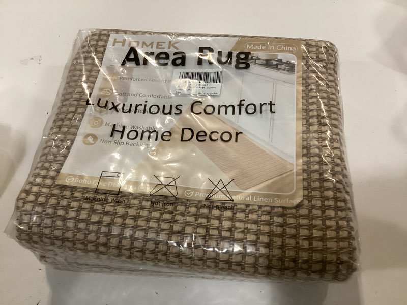 Condition photo showing New/Like New for Kitchen Rugs and Mats Non Skid Washable [2PCS] (17.3" x 30"+ 17.3" x 48"), Absorbent Kitchen Floor Mats, Boho Cotton Kitchen Runner Rugs Comfort Standing Mat for Sink Hallway Laundry 17.3"x 30"+17.3"x48" Brown