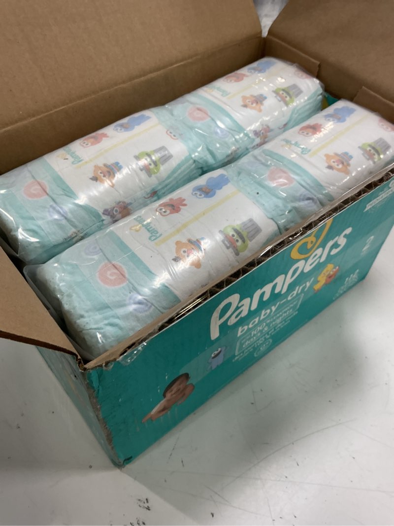 Condition photo showing New/Like New for (size:2) pampers diapers - baby dry - size 2, 112 count, absorbent disposable infant diaper (packaging may vary) size 2 112