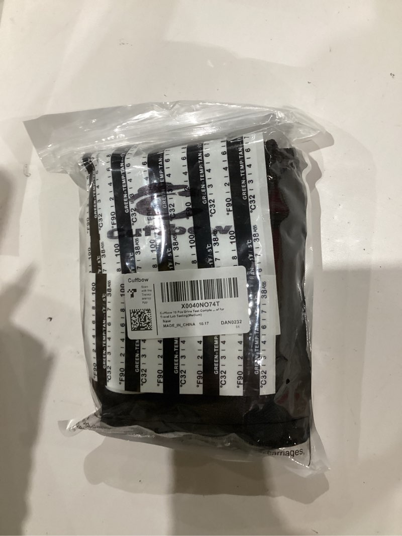 cuffbow 19 pcs urine test complete kit, include 1 urine bottle 15 temperature test strips 1 storage pouches 1 leg strap and 1 lining pocket boxer brief for travel lab testing(medium)