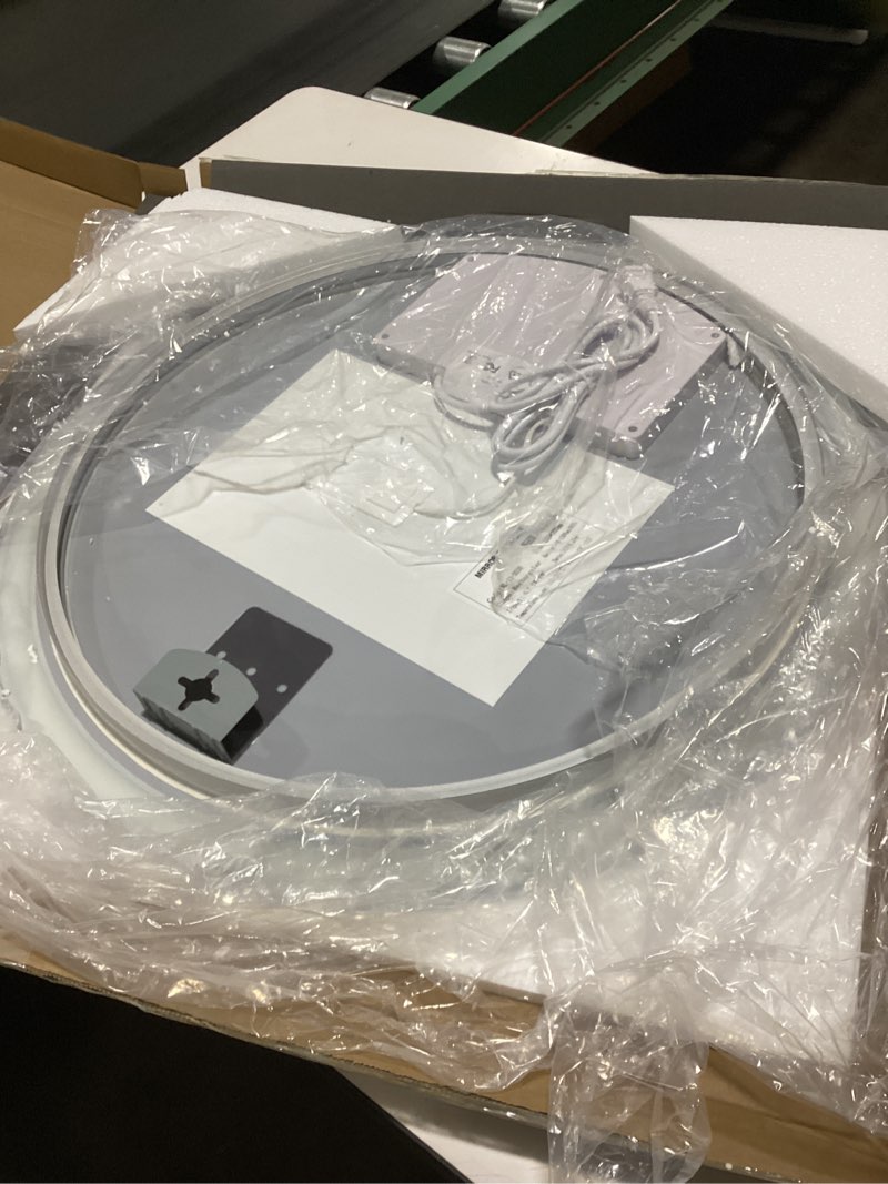Condition photo showing Good Condition for LED Bathroom Mirror 24 Inch Round Bathroom Mirror with Lights, Circle LED Mirror, Wall Mounted Lighted Bathroom with 3 Colors Brightness, Anti-Fog, Dimmable, Shatter-Proof 3 Colors 24"L x 24"W