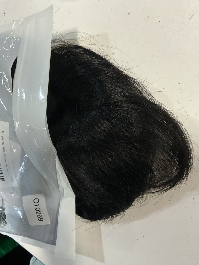 Condition photo showing Good Condition for creamily mens short black human hair wig layered straight natural black wig men hair replacement mens wig male wig daily wear halloween party e-human hair black