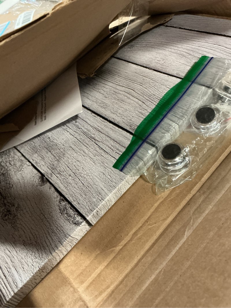 Condition photo showing Good Condition for Magnetic Dry Erase Board - 24'' x 18'' Decorative Magnetic Board for Wall - White Board - Magnet Board Display Board - Gray Wood Plank Gray Wood Plank 24"W x 18"H