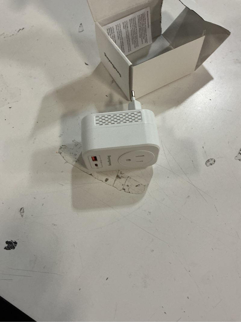 Condition photo showing Good Condition for 220v to 110v converter for european travepower plug combo for germany - white