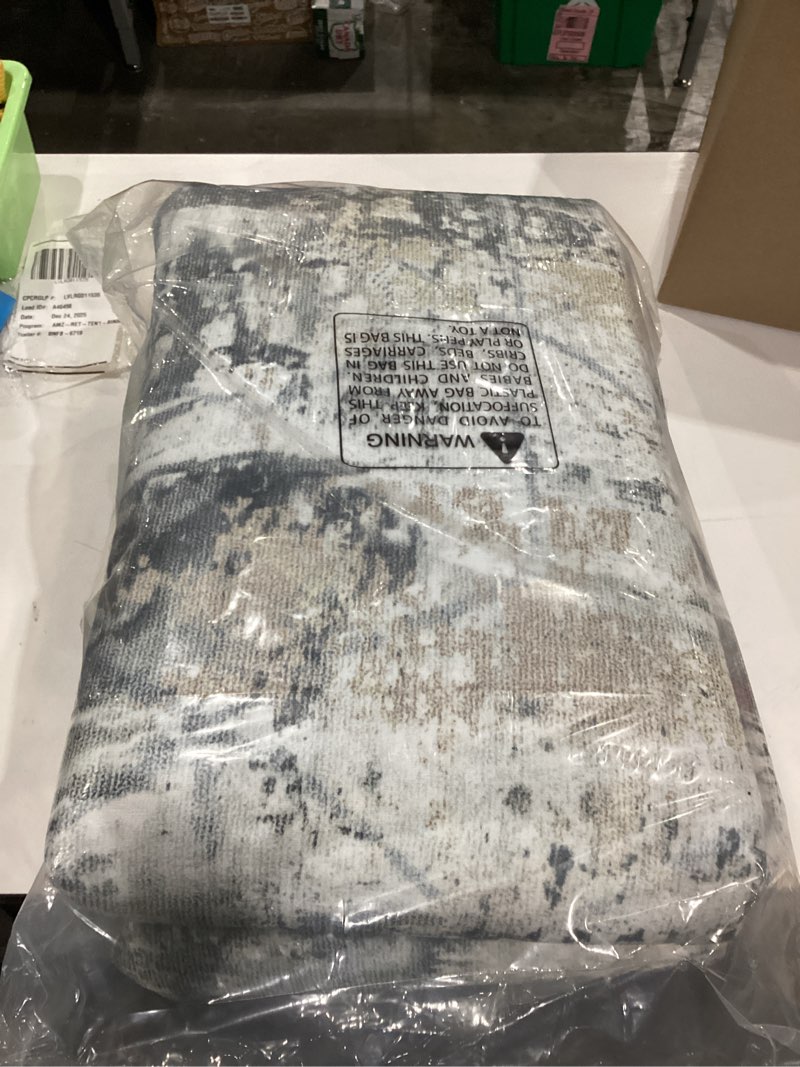 Condition photo showing As Is for (Similar to) Washable Rug 8x10 Area Rugs for Living Room: Modern Abstract Neutral Soft Carpet for Bedroom Dining Room Under Kitchen Table Home Office Decor - Grey Blue Blue Grey 8' x 10' (Rectangular)