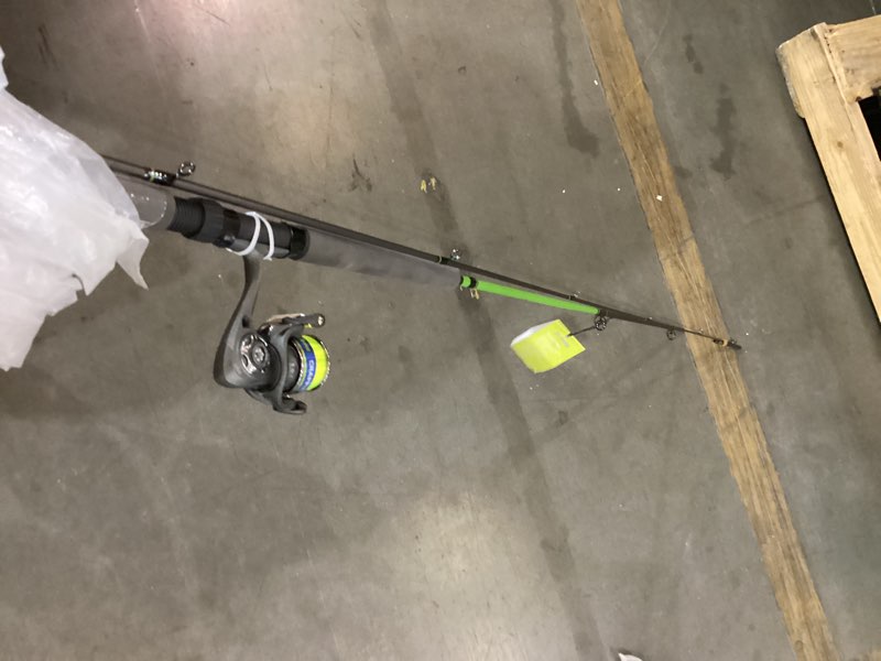 Condition photo showing As Is for lew's crappie thunder spinning reel and fishing rod combo, 2-piece im6 graphite blank, size 75 reel, right or left-hand retrieve 9'