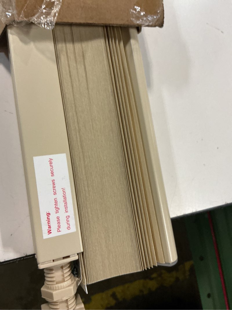 Condition photo showing As Is for lazblinds cordless cellular shades, no tools no drill blackout honeycomb shades pleated blinds for windows, 27'' w x 48'' h, soft cream blackout-soft cream 27'' w × 48'' h