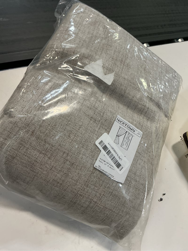 Condition photo showing Good Condition for nicetown 100% blackout linen curtains 90" long for bedroom, thermal insulated living room curtains with liner, farmhouse style linen blend window draperies for dining room (2 panels, 52" w, natural) natural 52"w x 90"l (pack of 2)