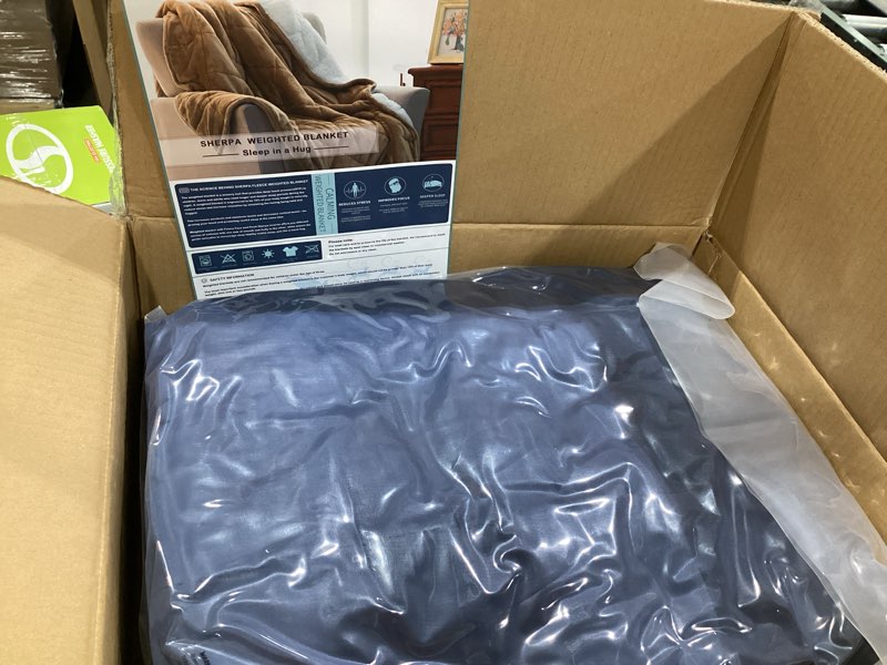 Condition photo showing Good Condition for adult weighted blanket queen size?20lbs 60"x80", cozy fleece cooling heavy blanket with premium glass beads, navy blue