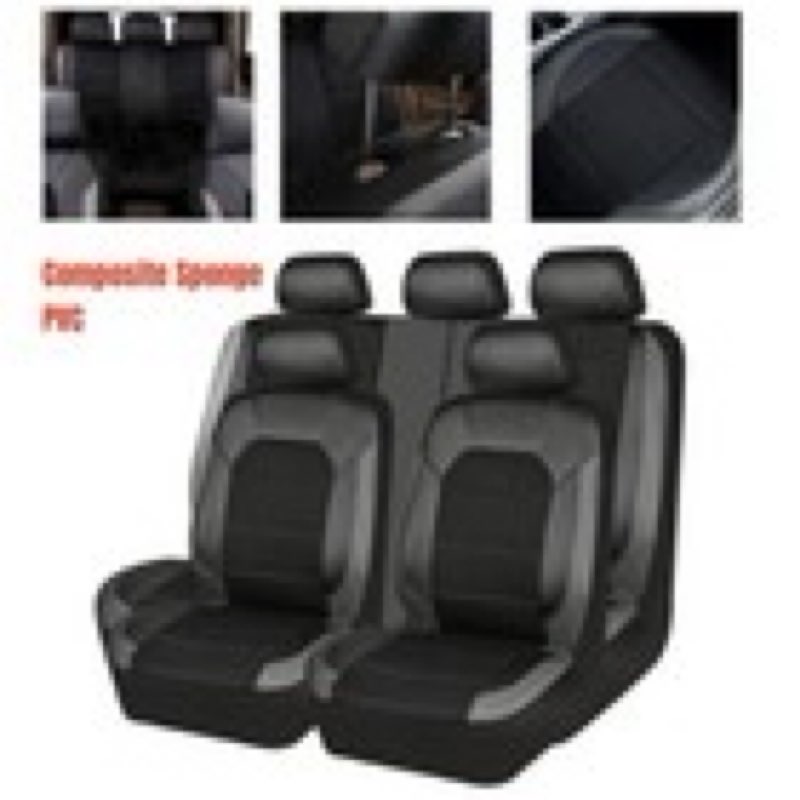 (similar)car seat cover full set black pu leather mesh fabric seat cushion protector kit