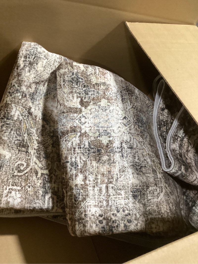 Condition photo showing Good Condition for Area Rug 8x10 Washable Rug Brown Vintage Traditional Mat Distressed Indoor Foldable Thin Retro Accent Floral Non Slip Carpet Living Room Dining Room Office Green and Brown 8' x 10' (Rectangular)