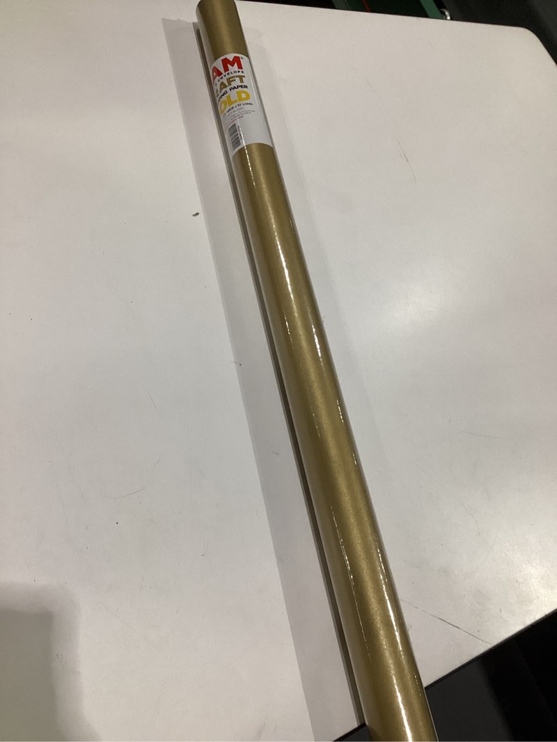 Condition photo showing New/Like New for JAM Paper Gift Wrap - Kraft Wrapping Paper - 25 Sq Ft - Gold Kraft Paper - Roll Sold Individually Gold 1 roll (Pack of 1)