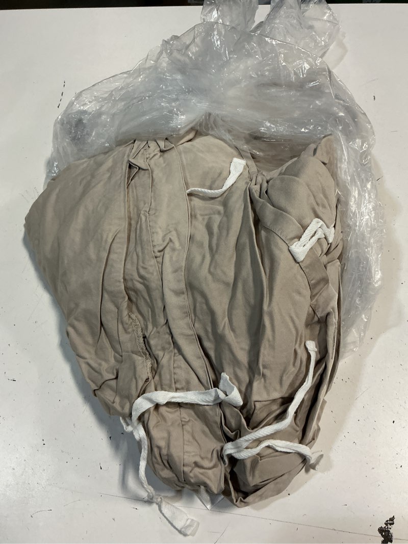 Condition photo showing As Is for quince bamboo duvet cover, king/cal king, sand
