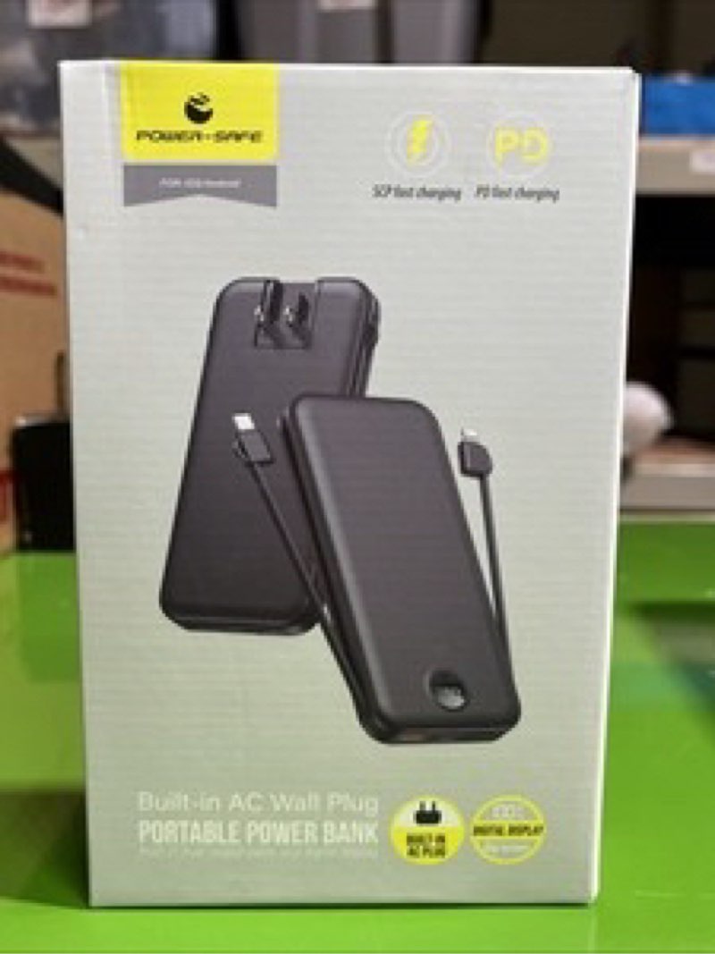 portable-charger power-bank with built-in cables & ac wall plug - 12000mah pd 20portable purple