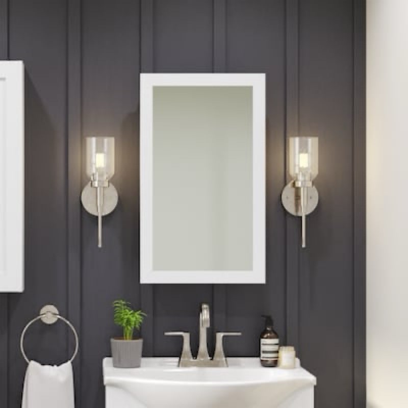 style selections 15.19-in x 25.5-in surface/recessed mount true white mirrored rectangle medicine cabinet