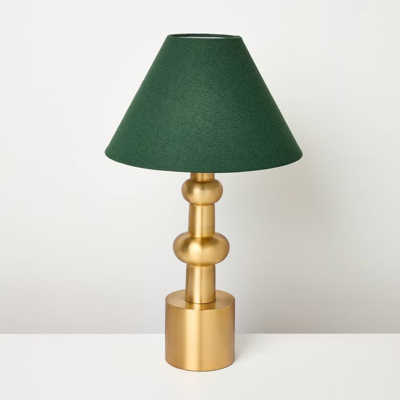 vintage brass with green shade table lamp