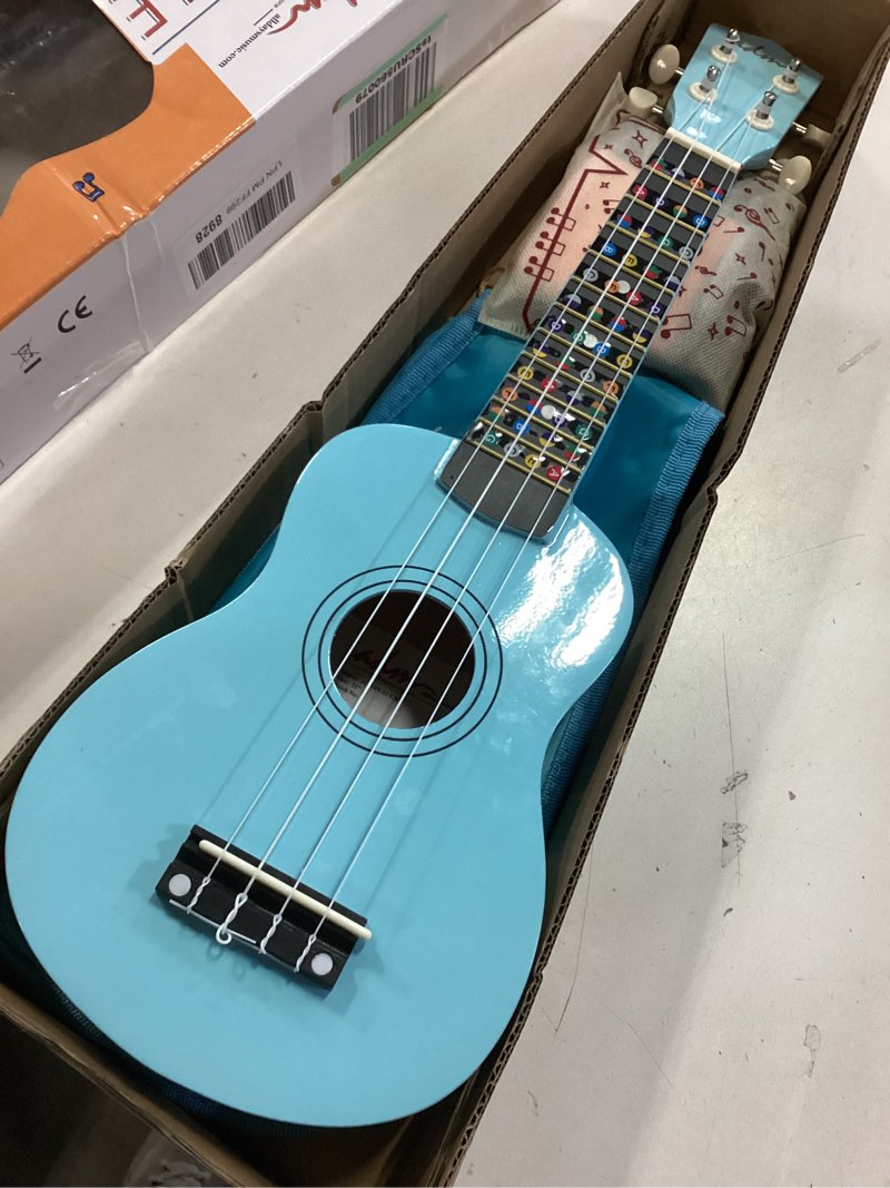 Condition photo showing Good Condition for ADM Ukulele for Beginners Hawaiian Wood Ukelele Kit for Kids Adult Student Starter Professional Ukalelee Pack Bundle with Free Lessons Gig Bag Strap Nylon String Tuner (Blue, 21 Inch)