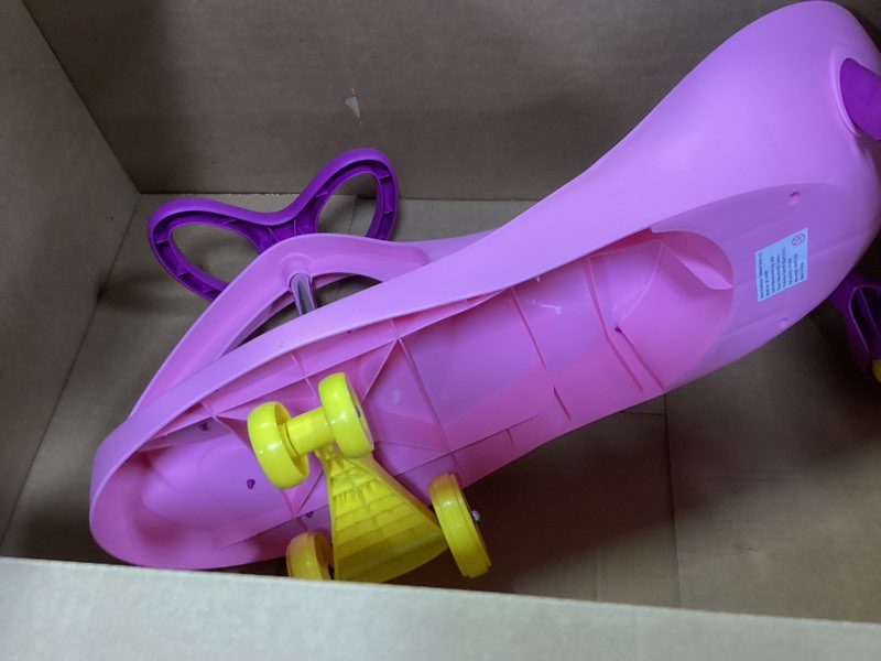 Condition photo showing As Is for Wiggle Car Ride On Toy - No Batteries, Gears or Pedals - Twist, Swivel, Go - Outdoor Ride Ons for Kids 3 Years and Up by Lil' Rider (Pink and Purple)