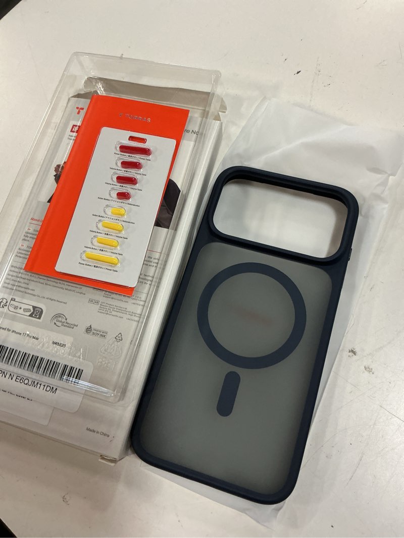 Condition photo showing Good Condition for torras stronger magnetic & shockproof for iphone 17 pro max case, fit for magsafe, mil-grade drop protection, camera control, diy button, slim for iphone 17 pro max phone case translucent deep blue