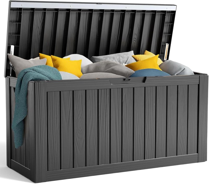 Keter 90 Gallon Resin Deck Box, Lockable Patio