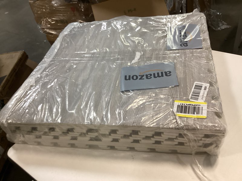 Condition photo showing Good Condition for ( incomplete) 48 Pcs Printed Foam Tiles 12 x 12 Inch Interlocking Foam Mats Wood Grain Puzzle Floor Mat Tiles EVA Floor Padding Exercise Flooring with Border for Home Gym Playroom Baby Kids(Gray)