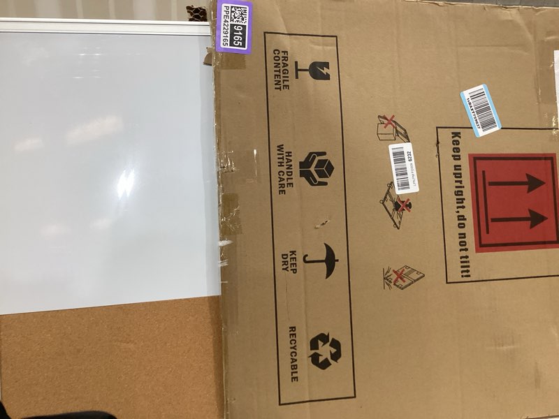 Condition photo showing New/Like New for S SWANCROWN Magnetic Dry Erase and Cork Board Combo Hanging Whiteboard Notice Board for Wall Gift Home School Office, 36 x 24 Inches, with Maker/Pins/PenTray/Hooks