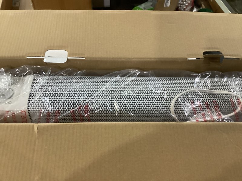 Condition photo showing As Is for Comfort Zone 1500W Convection Baseboard Heater with Built-In Thermostat, Overheat & Tip-Over Protection, Dent-Proof Ends, Plug-In Portable, Ideal for Home, Bedroom & Office, White