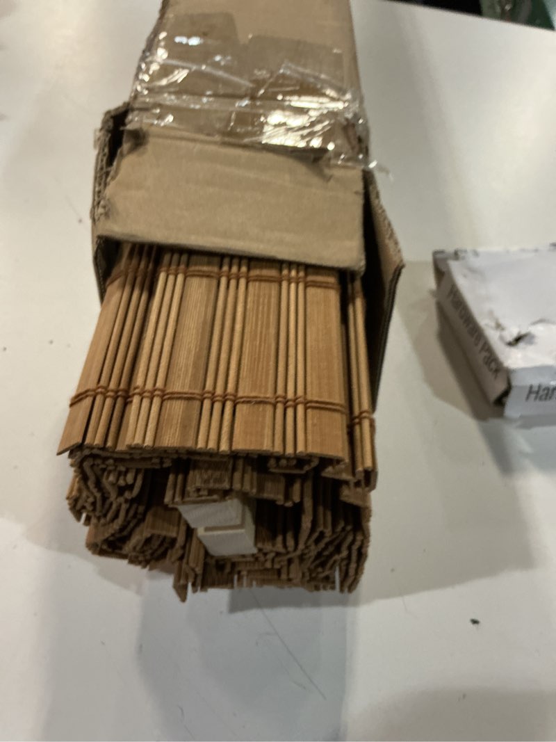 Condition photo showing Good Condition for chicology bamboo roman shades - customer favorite light filtering blinds for windows, premium quality, ideal for home, squirrel brown, 36"w x 64"h 36"w x 64"h squirrel