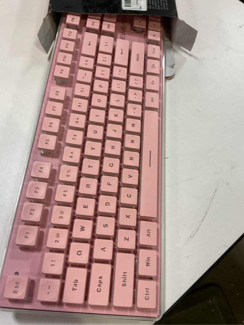 Condition photo showing Good Condition for EWEADN GX710S Backlit Computer Keyboards, Wired USB Keyboard with White Backlit, Metal Panel, Plug and Play, Pudding Keycaps Full Size Quite Computer Keyboard for Win/PC/Laptop-Pink
