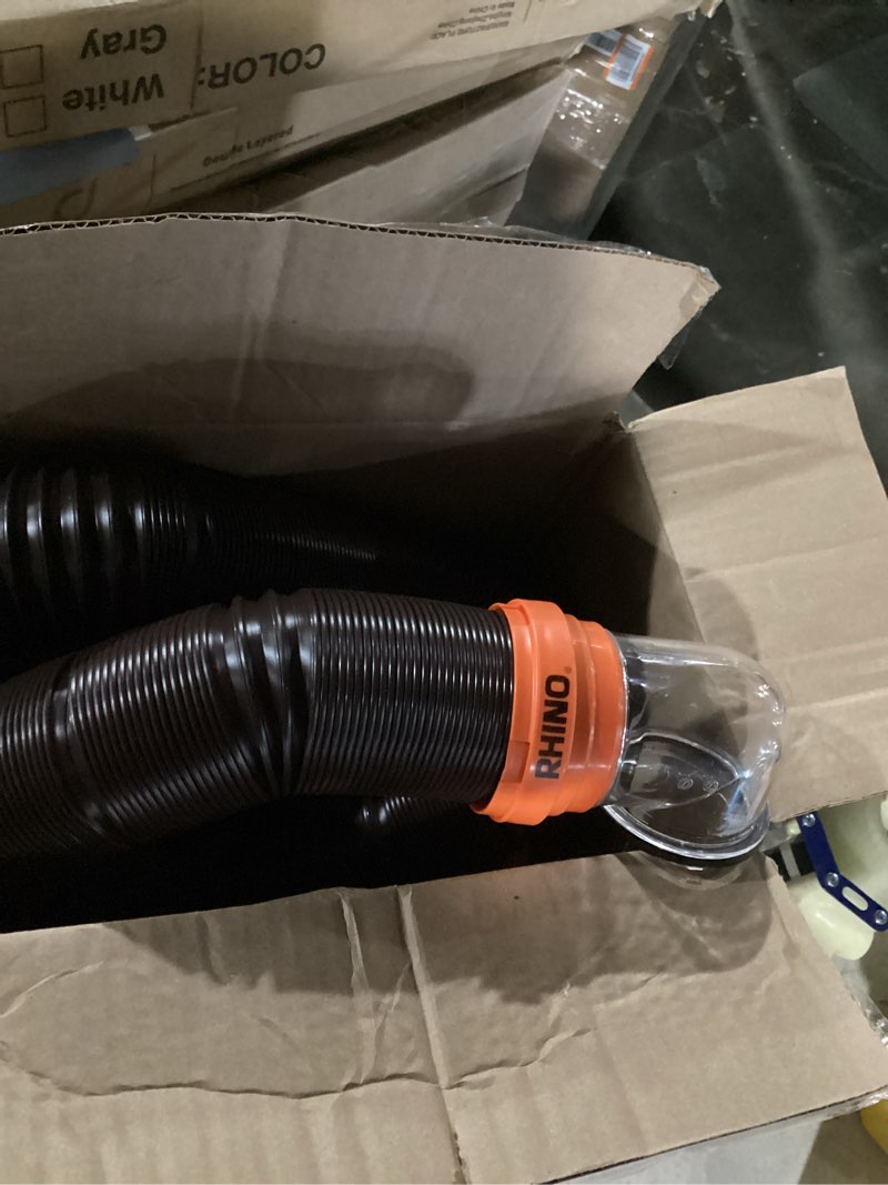 Condition photo showing Good Condition for camco rhinoflex 15-ft rv sewer hose kit - features clear elbow fitting w/removable 4-in-1 adapter - connects to 3” slip or 3”/3.5”/4” npt threaded sewer connection (39770) 15' rhino sewer hose