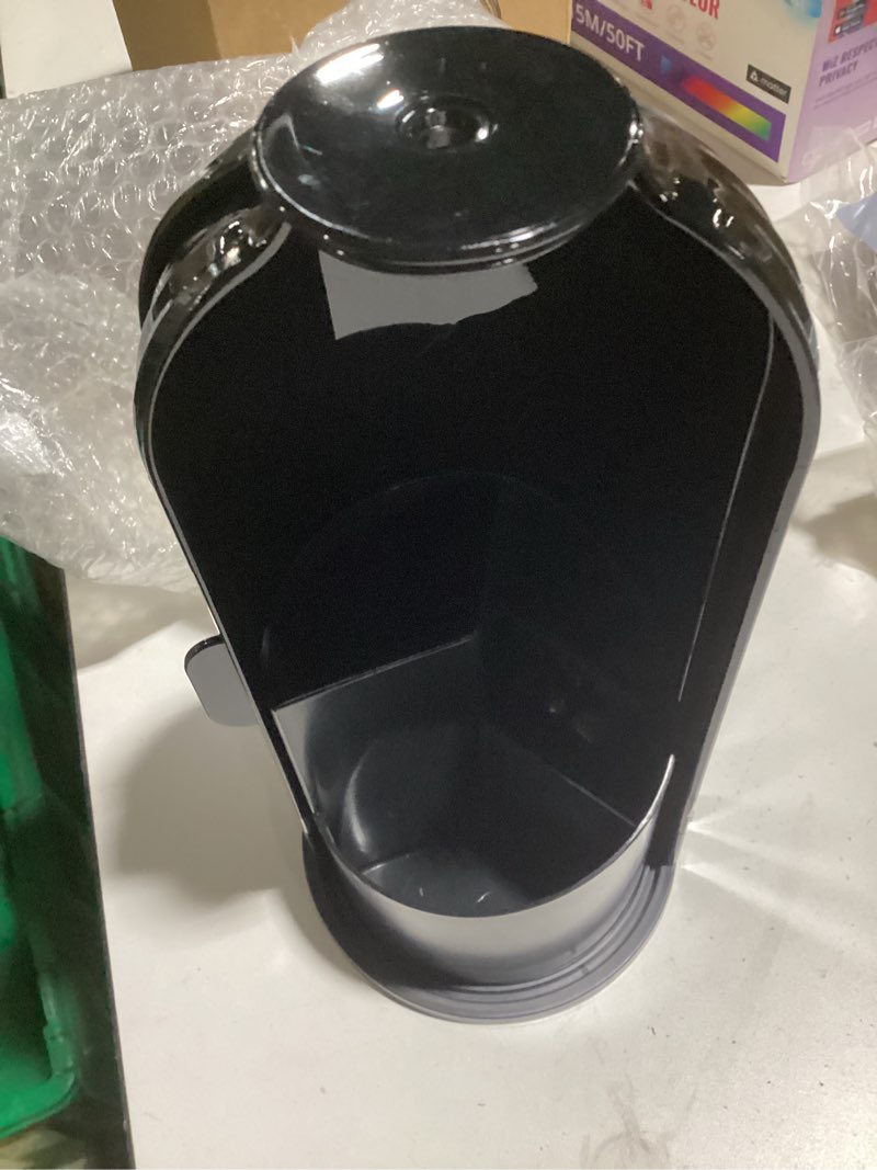 Condition photo showing As Is for GAXmi Makeup Brush Holder with Lid Cosmetic Tools Organizer 360 Rotating Waterproof Dustproof Beauty Brushes Storage for Vanity, Dark Black