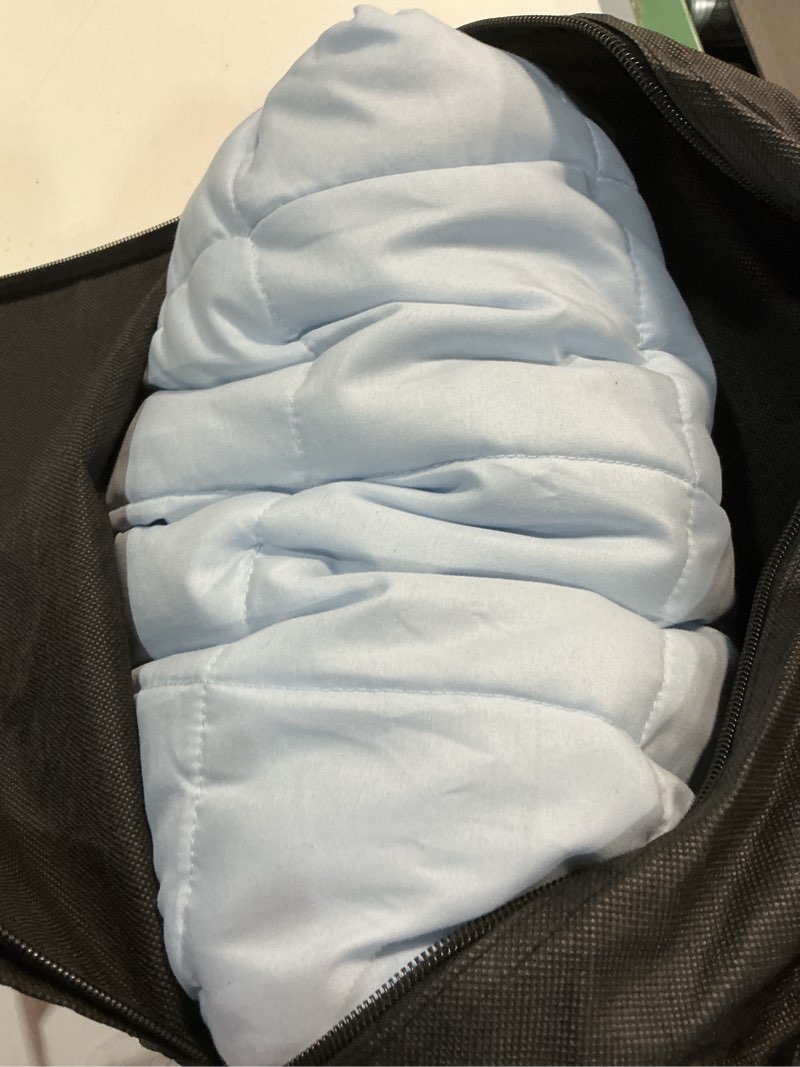 Condition photo showing As Is for zonli weighted blanket 15lbs (48''x72'', twin size, cambridge blue), cooling weighted blankets for adults, high breathability heavy blanket, soft material with premium glass beads light blue 48"x72",15lbs