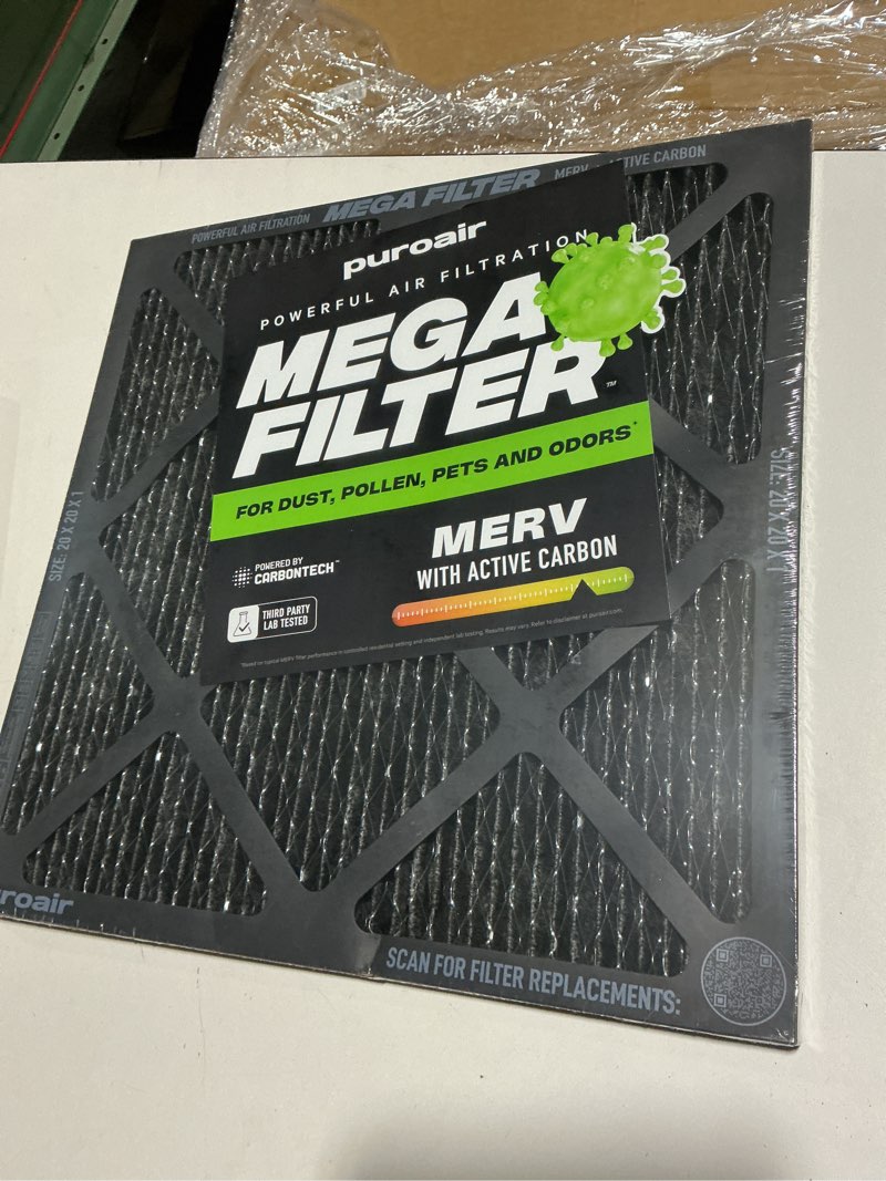 Condition photo showing New/Like New for puroair megafilter - 20x20x1 air filter merv 13 activated carbontech defense - heavy duty 3 layer furnace filters allergens, pollen, dust, pet dander, smoke, odors - hvac air filter 20x20x1 (1-pack) 20" x 20" x 1" 1 pack