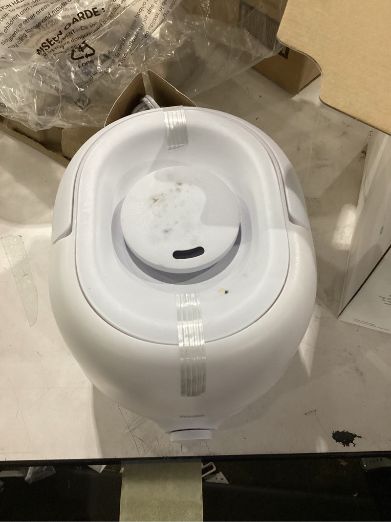 Condition photo showing As Is for ** used ** * frida baby 3-in-1 cool mist humidifier for large rooms, top fill humidifier for bedroom, allergy relief, 60 hour runtime + nightlight, auto shut-off, quiet, carry handle, essential oil diffuser white 0.6 gallon tank
